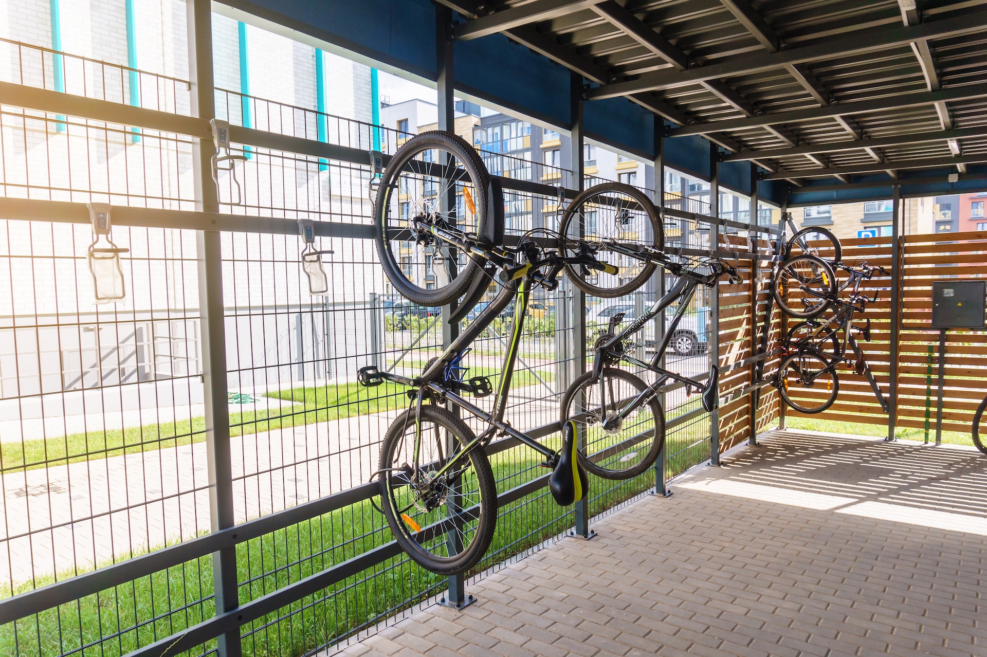 Apartment building bicycle storage